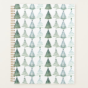 Modern Minimalist Christmas Trees Doodles Planner
