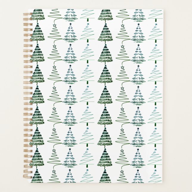 Modern Minimalist Christmas Trees Doodles Planner (Front)