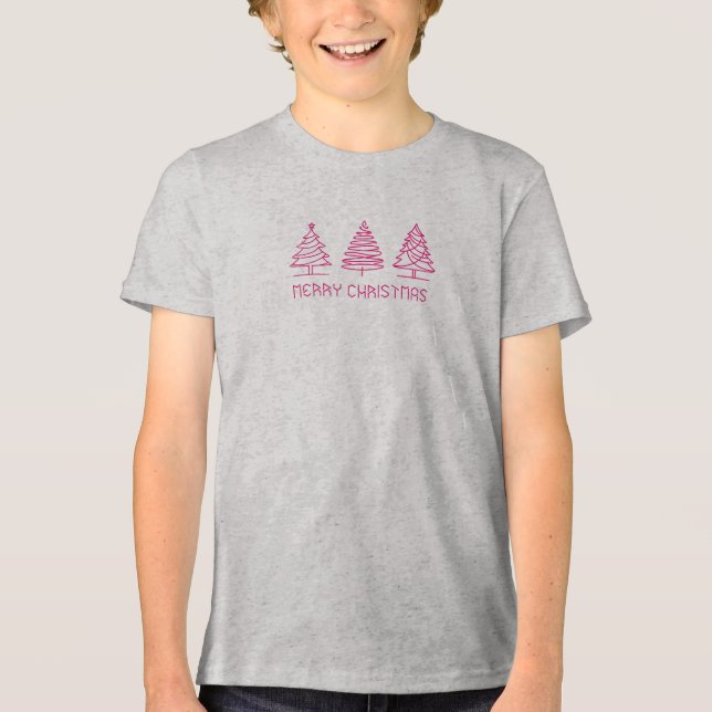 Modern minimalist Christmas trees Tri-Blend Shirt (Front)