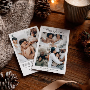 Modern Minimalist Christmas Winter 4-Photo Script Holiday Card