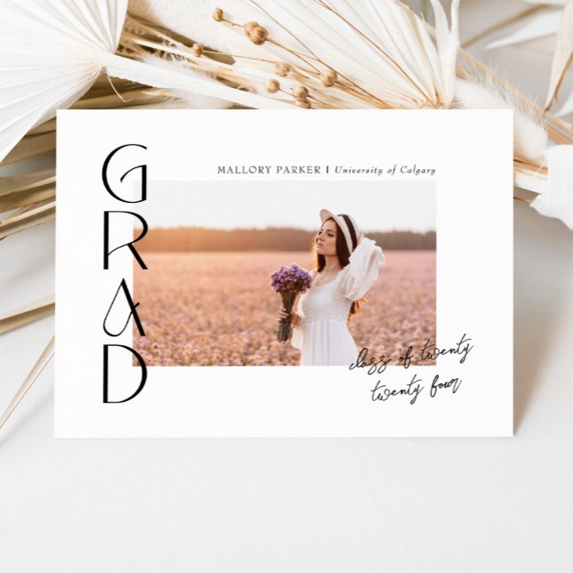 Modern Minimalist Class of 2024 6 Photo Graduation Invitation (Creator Uploaded)