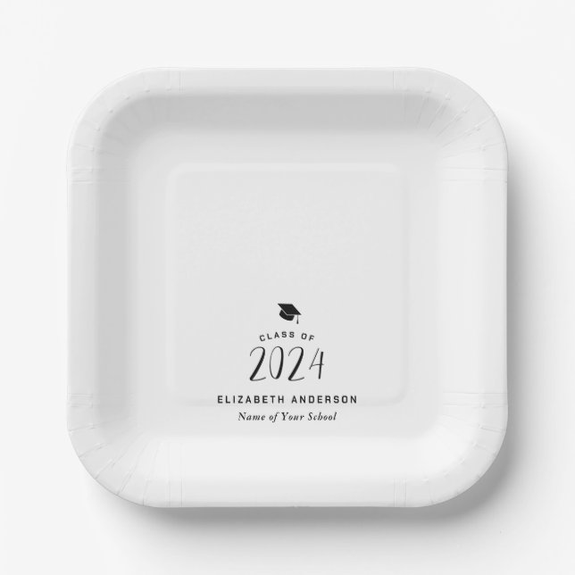 Modern Minimalist Class of 2024 Graduation Party Paper Plate (Front)