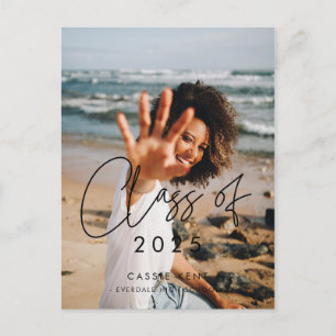 Modern minimalist Class of 2025 graduation photo Postcard