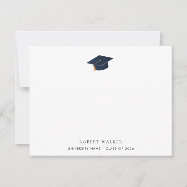 Modern Minimalist Class of 2026 Grad Hat Card (Front)