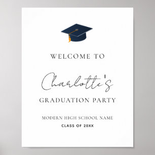 Modern Minimalist Class of 2026 Grad Hat Poster