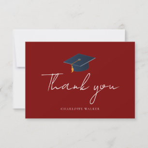 Modern Minimalist Class of 2026 Grad Hat Thank You Card