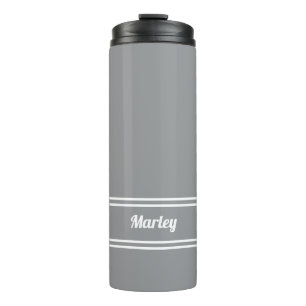 Modern Minimalist Classic Custom Name Grey White Thermal Tumbler
