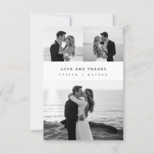 Modern Minimalist Classic Photo Collage Wedding Thank You Card