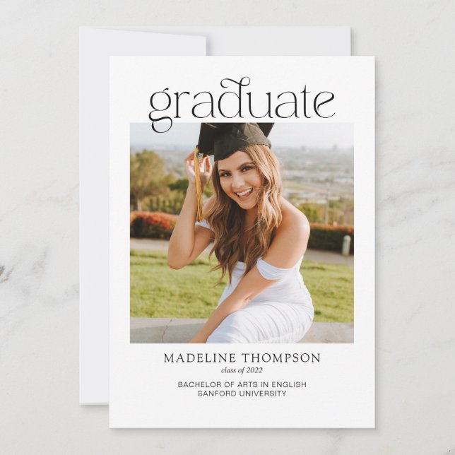 Modern Minimalist Classy Photo Collage Graduation Announcement (Front)