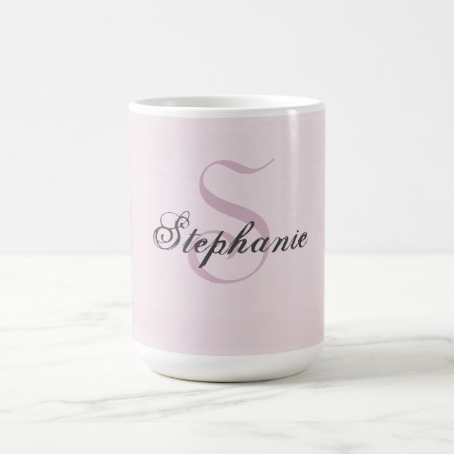 Modern Minimalist Clean Simple Mauve Pink Monogram Coffee Mug (Center)
