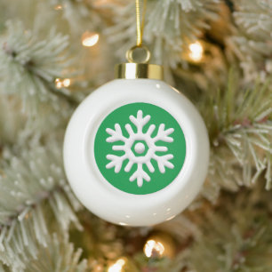 Modern minimalist clean simple white snowflake ceramic ball christmas ornament