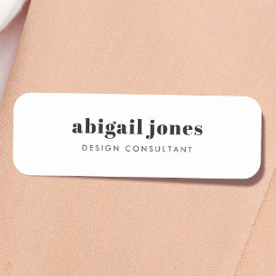 Modern Minimalist Clean Simple White Vintage Retro Name Tag