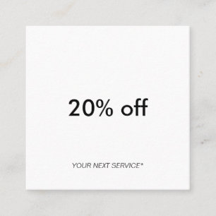 Modern Minimalist Clean Typography Layout Discount Square Business Card