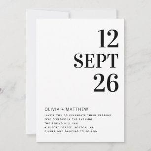 Modern Minimalist Clean Wedding   Photo & QR Code Invitation