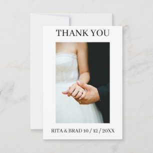 Modern Minimalist Close Up Photo Wedding Thank You Card