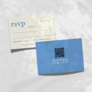 Modern Minimalist Coastal Wedding QR RSVP Card