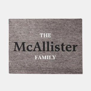 Modern Minimalist Coffee Brown Herringbone Doormat