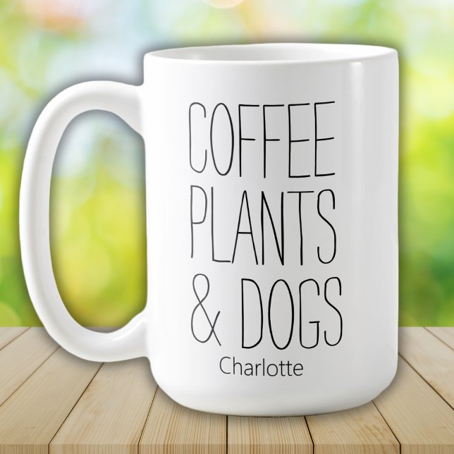 Modern Minimalist Coffee Plants & Dogs Add Name  Mug (Creator Uploaded)