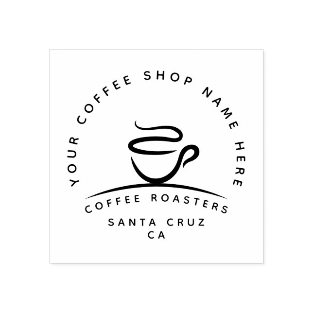 Modern Minimalist Coffee Shop Logo Rubber Stamp (Imprint)