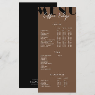 Modern Minimalist Coffee Shop Menu