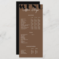 Modern Minimalist Coffee Shop Menu