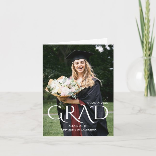 Modern Minimalist College Grad Folded Announcement (Front)