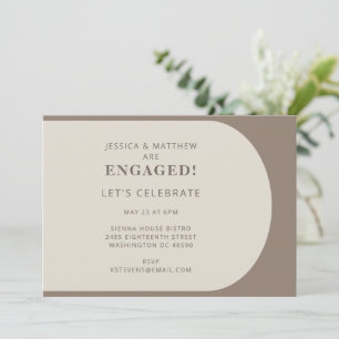 Modern Minimalist Colour Block Brown Engagement Invitation