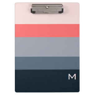 Modern Minimalist Colour Block Monogrammed Clipboard