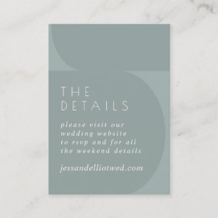 Modern Minimalist Colour Block Teal Wedding RSVP  Enclosure Card