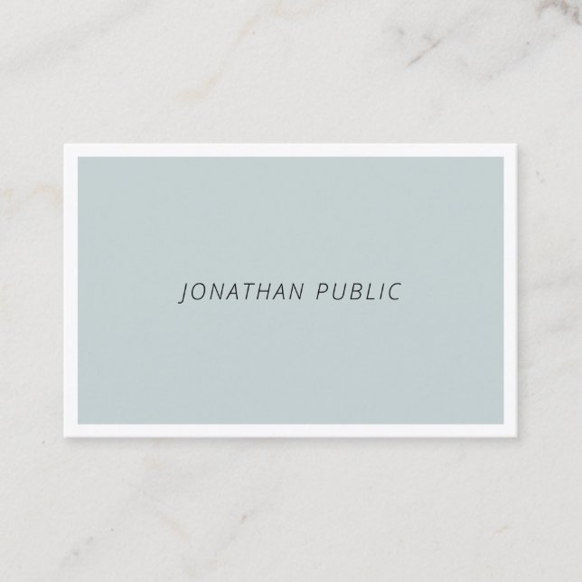 Modern Minimalist Cool Blue Green Clean Template Business Card (Front)