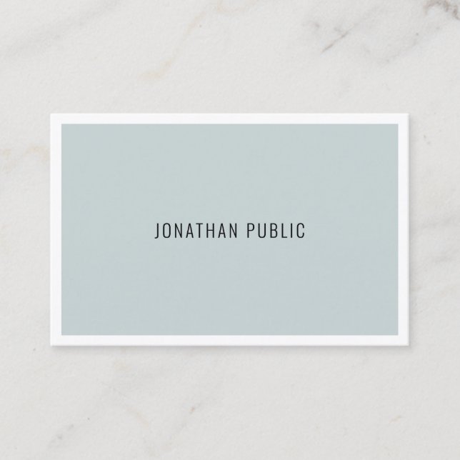 Modern Minimalist Cool Blue Green Sleek Template Business Card (Front)