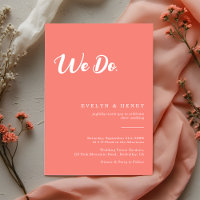 Modern Minimalist Coral Pink We Do Wedding