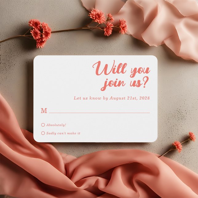 Modern Minimalist Coral Pink Wedding RSVP Cards (Creator Uploaded)