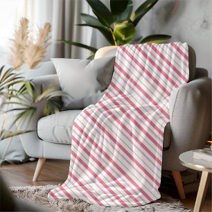 Modern Minimalist Cosy Decor Blush Pink Striped Fleece Blanket