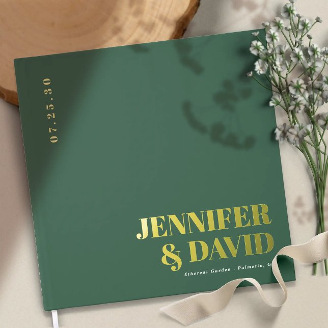 Modern Minimalist Couple Names Simple Wedding Guest Book (Modern minimalist couple names simple wedding guest books)