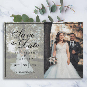 Modern Minimalist Couple Photo Collage Wedding Save The Date