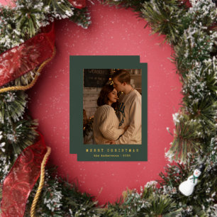 Modern Minimalist Couple Photo Green Christmas