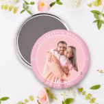Modern Minimalist Couple Photo Pink Wedding Favour Magnet<br><div class="desc">Modern Minimalist Couple Photo Pink Wedding Favour magnet</div>