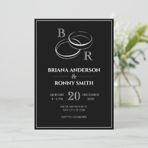 Modern minimalist couple ring wedding invitation