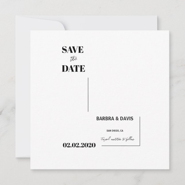 Modern Minimalist Couple Silhouette Wedding  Save The Date (Front)