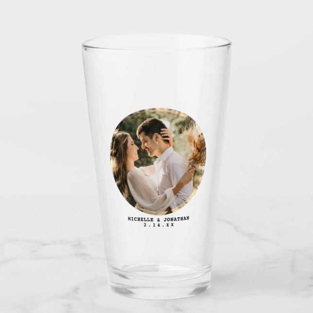 Modern Minimalist Couple Wedding Photo Glass (Front)