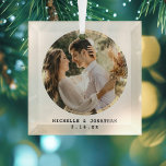 Modern Minimalist Couple Wedding Photo Glass Tree Decoration<br><div class="desc">Modern Minimalist Couple Wedding Photo Glass Ornament</div>