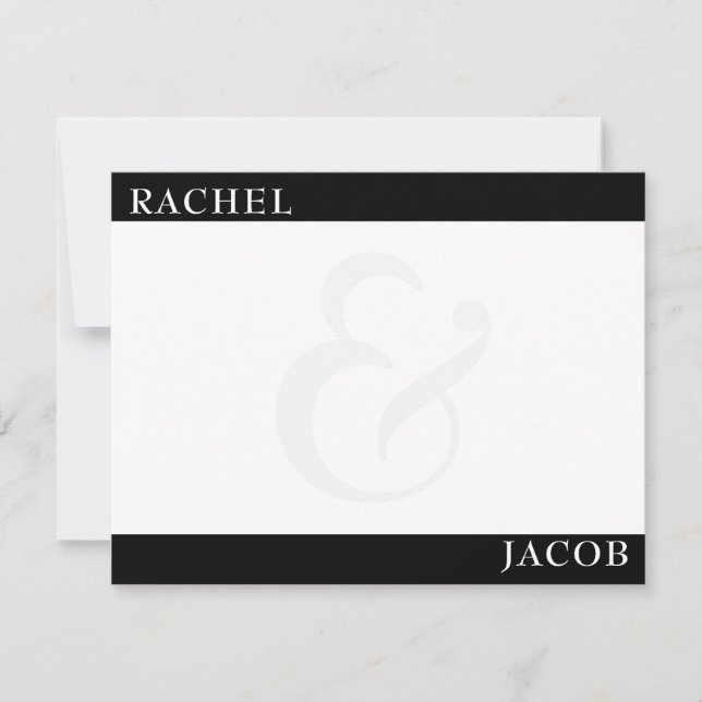 Modern Minimalist Couple's Monogram Stationery Card (Front)