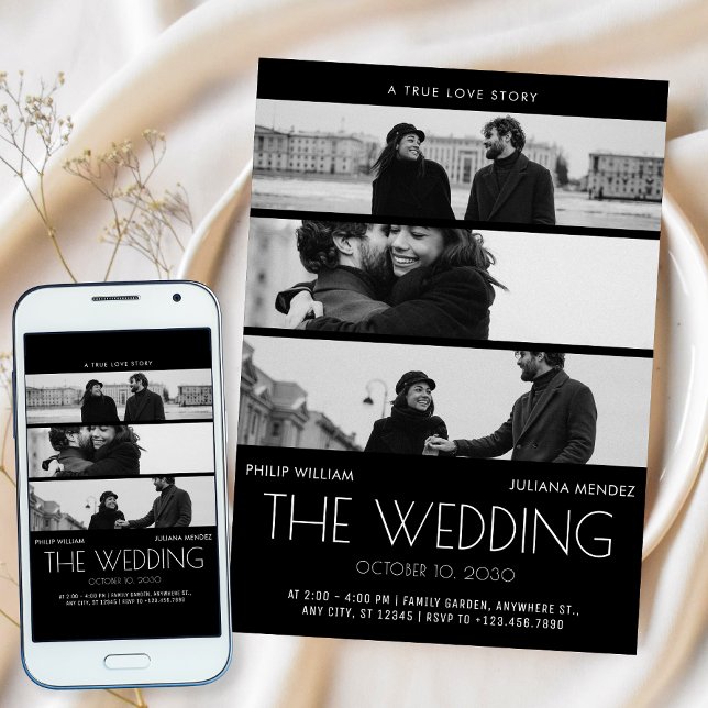 Modern minimalist cover movie poster photo wedding invitation (Creator Uploaded)