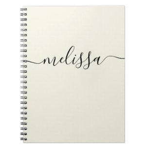 Modern Minimalist Cream Signature Script Notebook