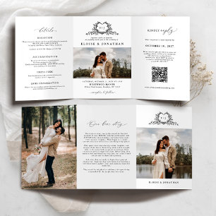 Modern Minimalist Crest monogram Wedding Invite