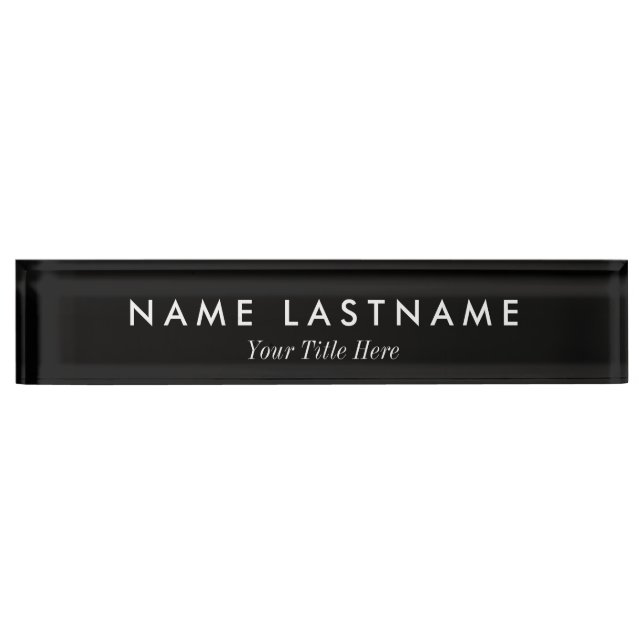 Modern Minimalist Custom Black Desk Nameplate (Front)