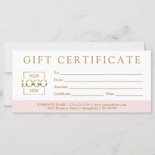 Modern Minimalist Custom Business Gift Certificate