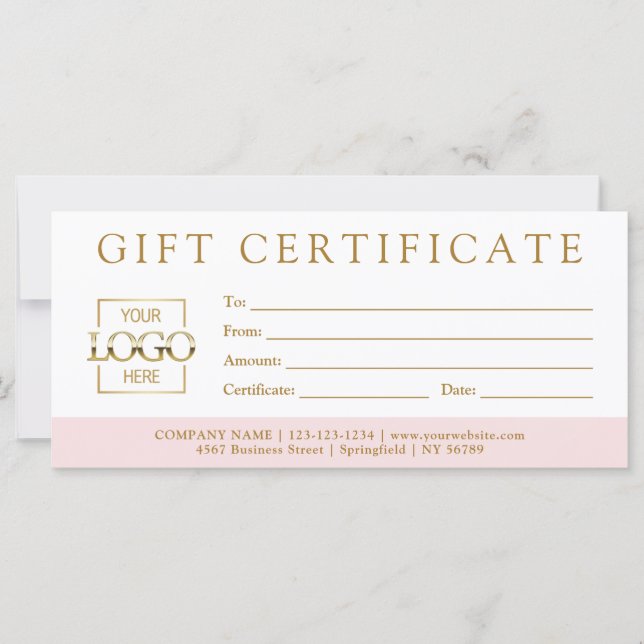 Modern Minimalist Custom Business Gift Certificate (Front)