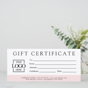 Modern Minimalist Custom Business Gift Certificate